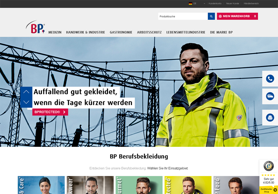 BP Berufsbekleidung Screenshot