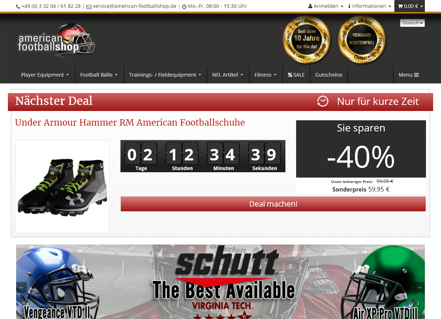 american footballshop Screenshot