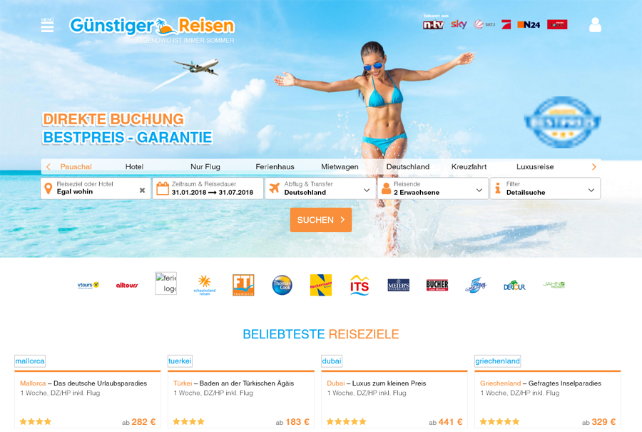 Guenstiger Reisen Screenshot