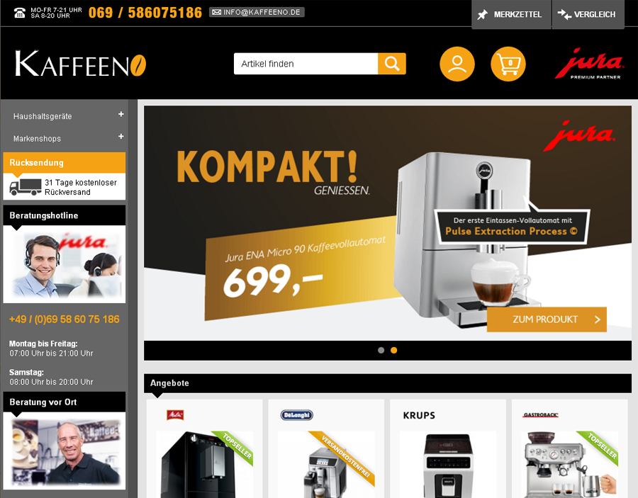 kaffeeno.de Screenshot