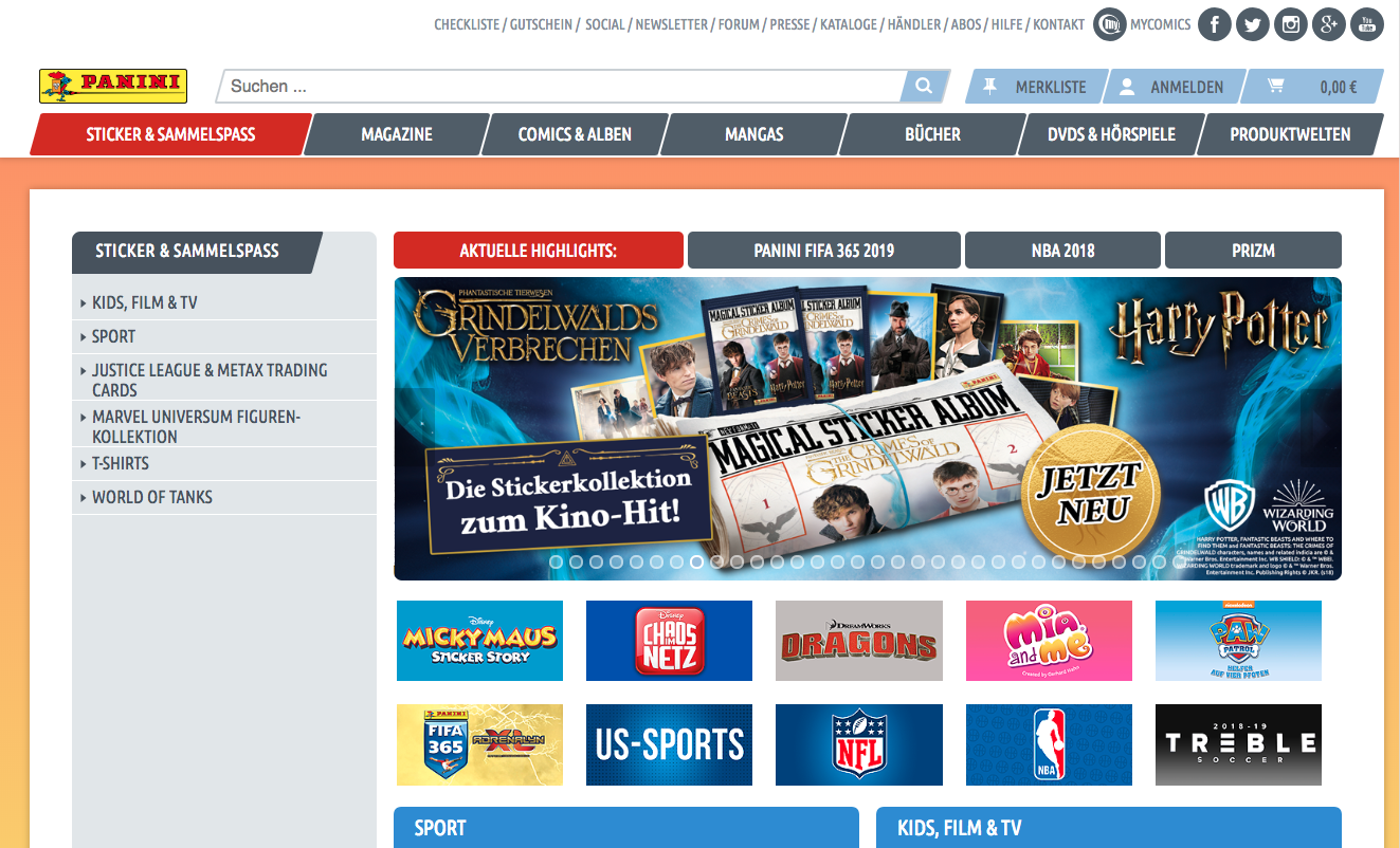 Panini Shop Screenshot