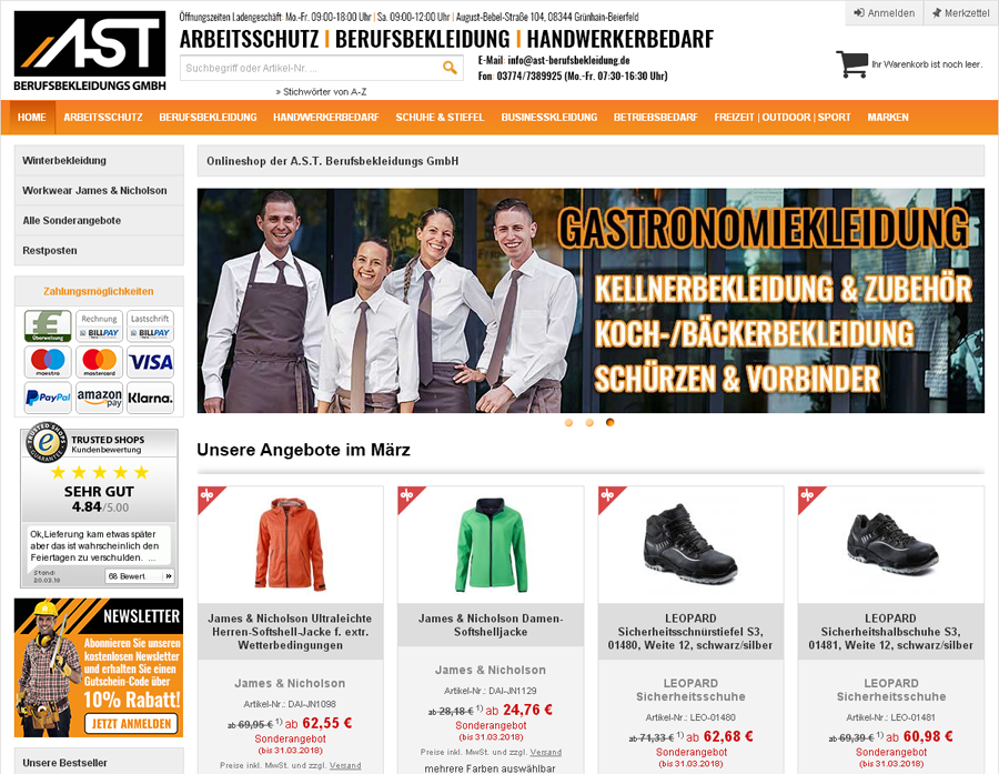 ast-berufsbekleidung.de Screenshot
