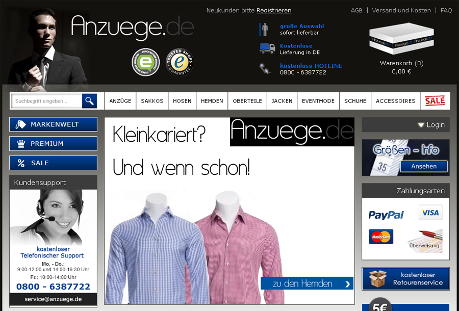 Anzuege.de Screenshot