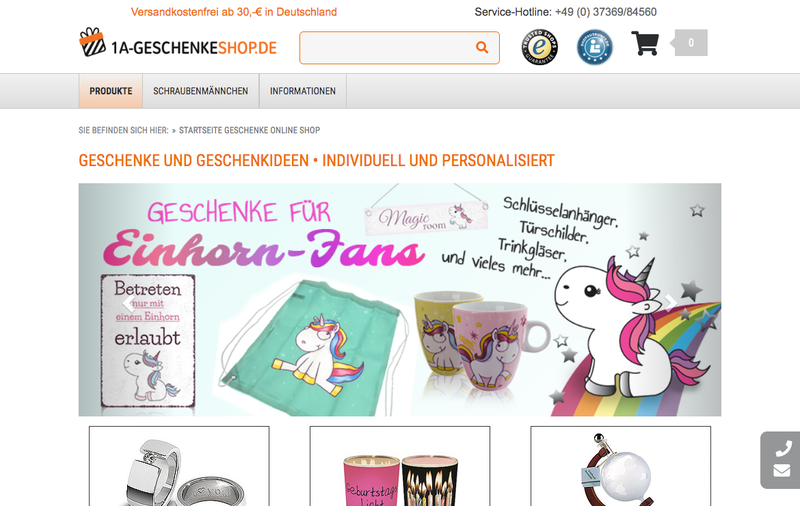 1a-Geschenkeshop Screenshot
