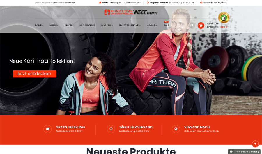 Funktionsunterwäschewelt.com Screenshot