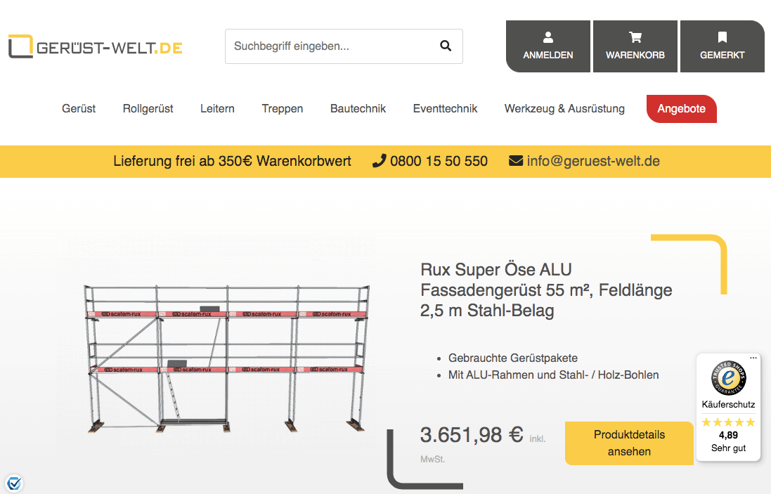 GERÜST-WELT.DE Screenshot