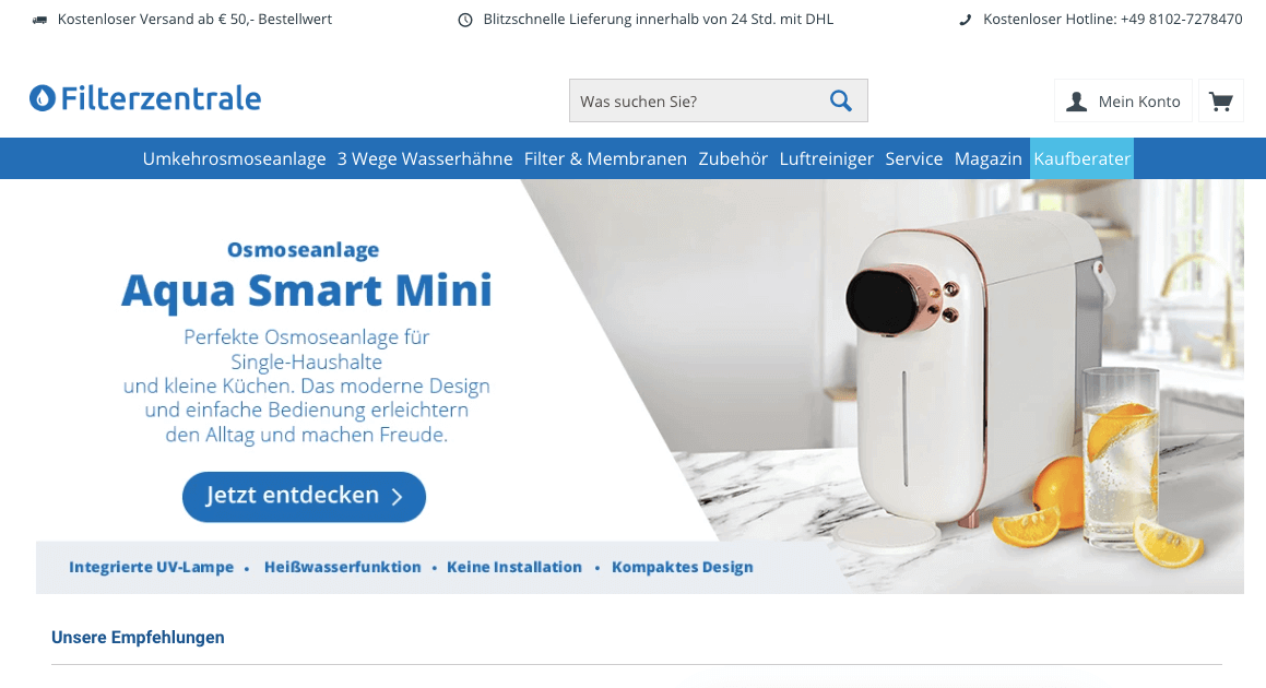 Filterzentrale Screenshot