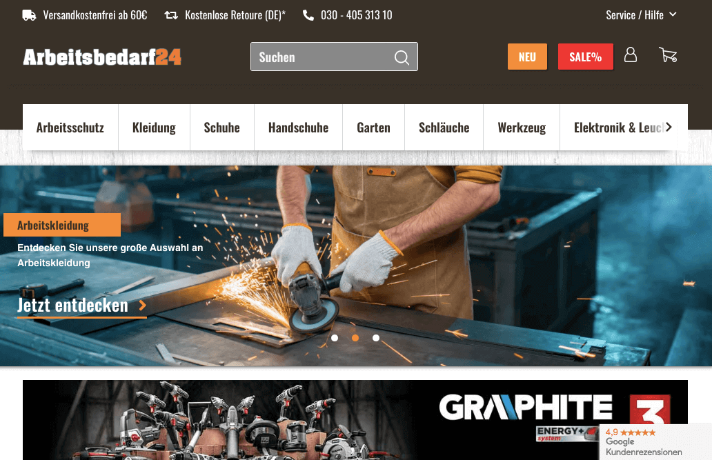 Arbeitsbedarf24 Screenshot