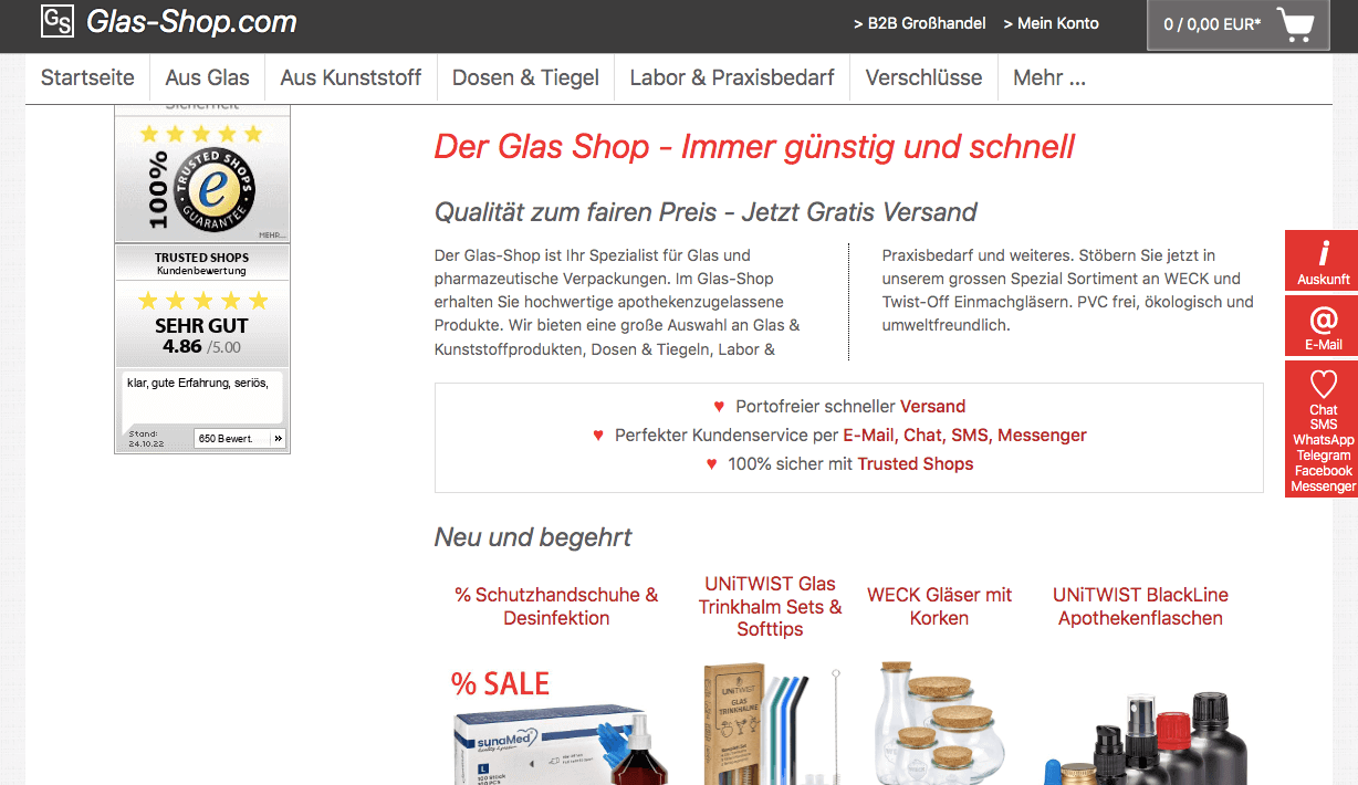 Glas-Shop.com Screenshot