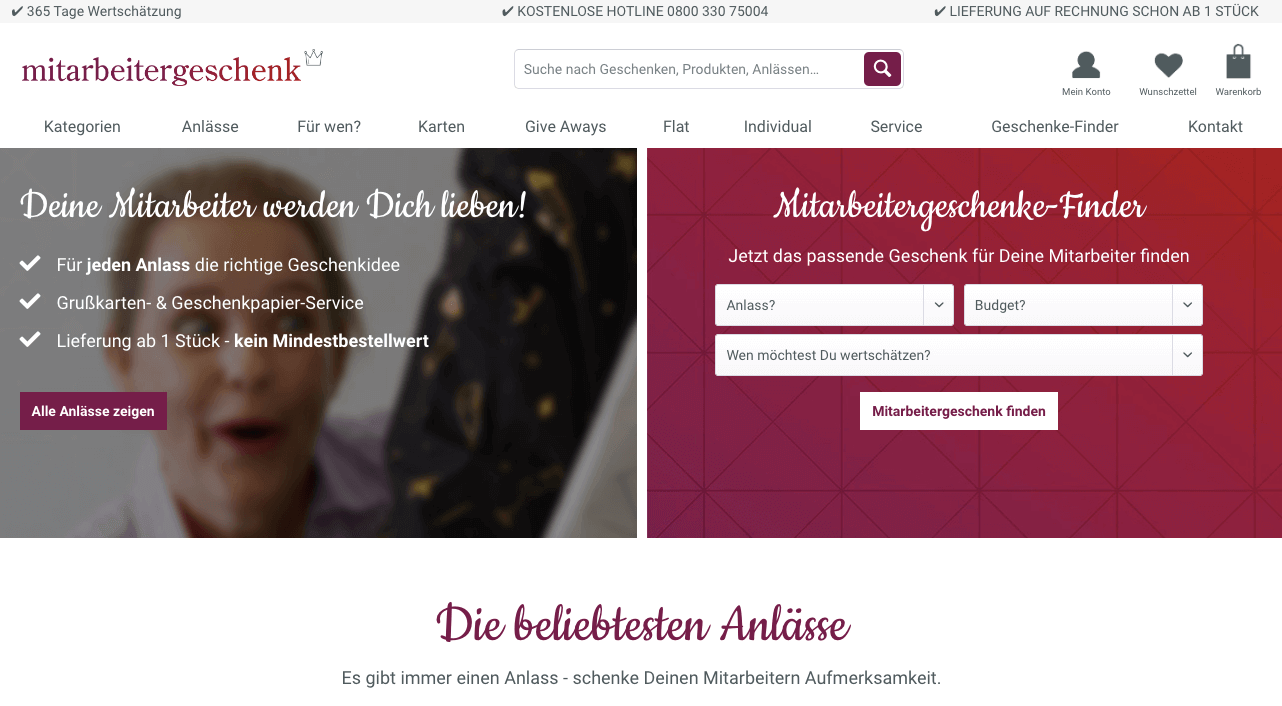 mitarbeitergeschenk Screenshot