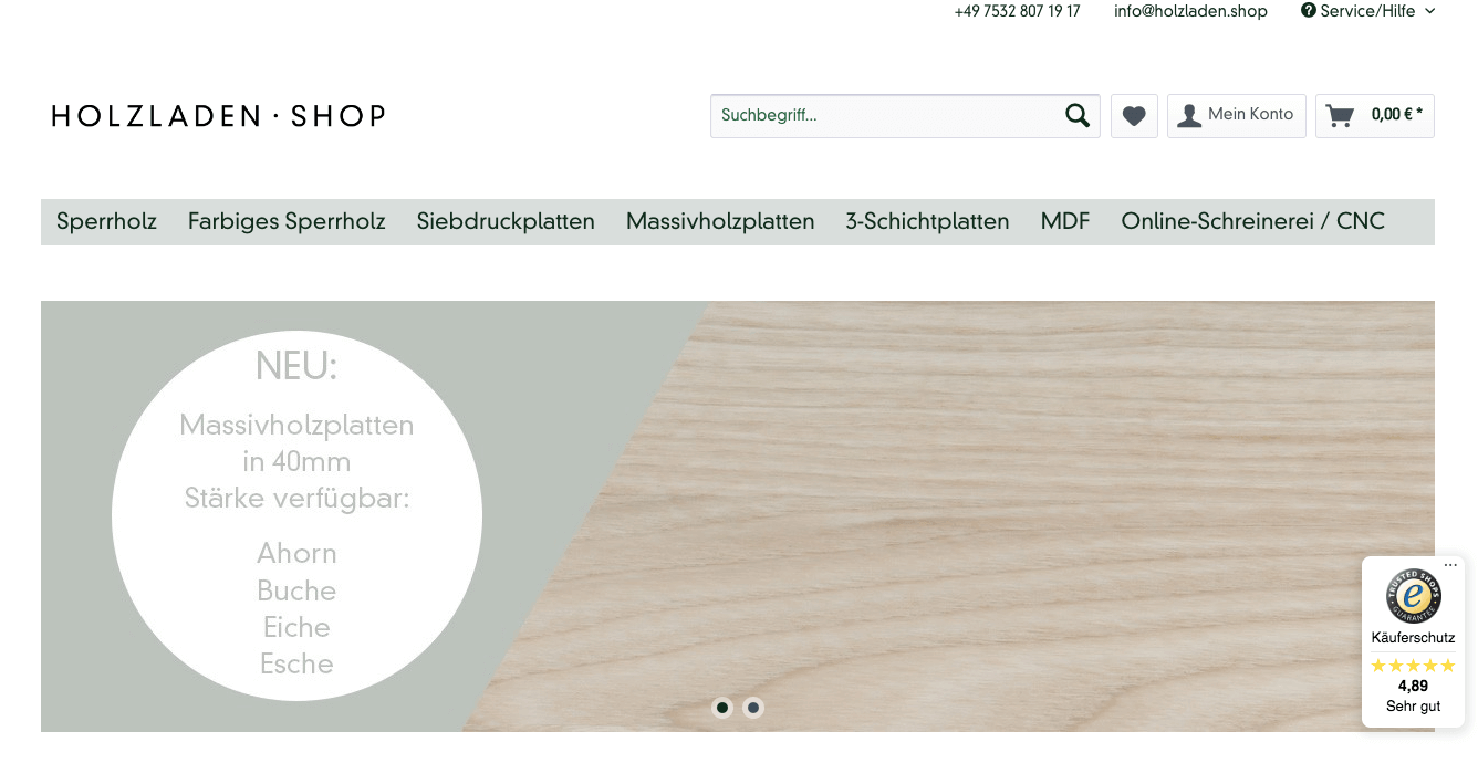 HOLZLADEN SHOP Screenshot