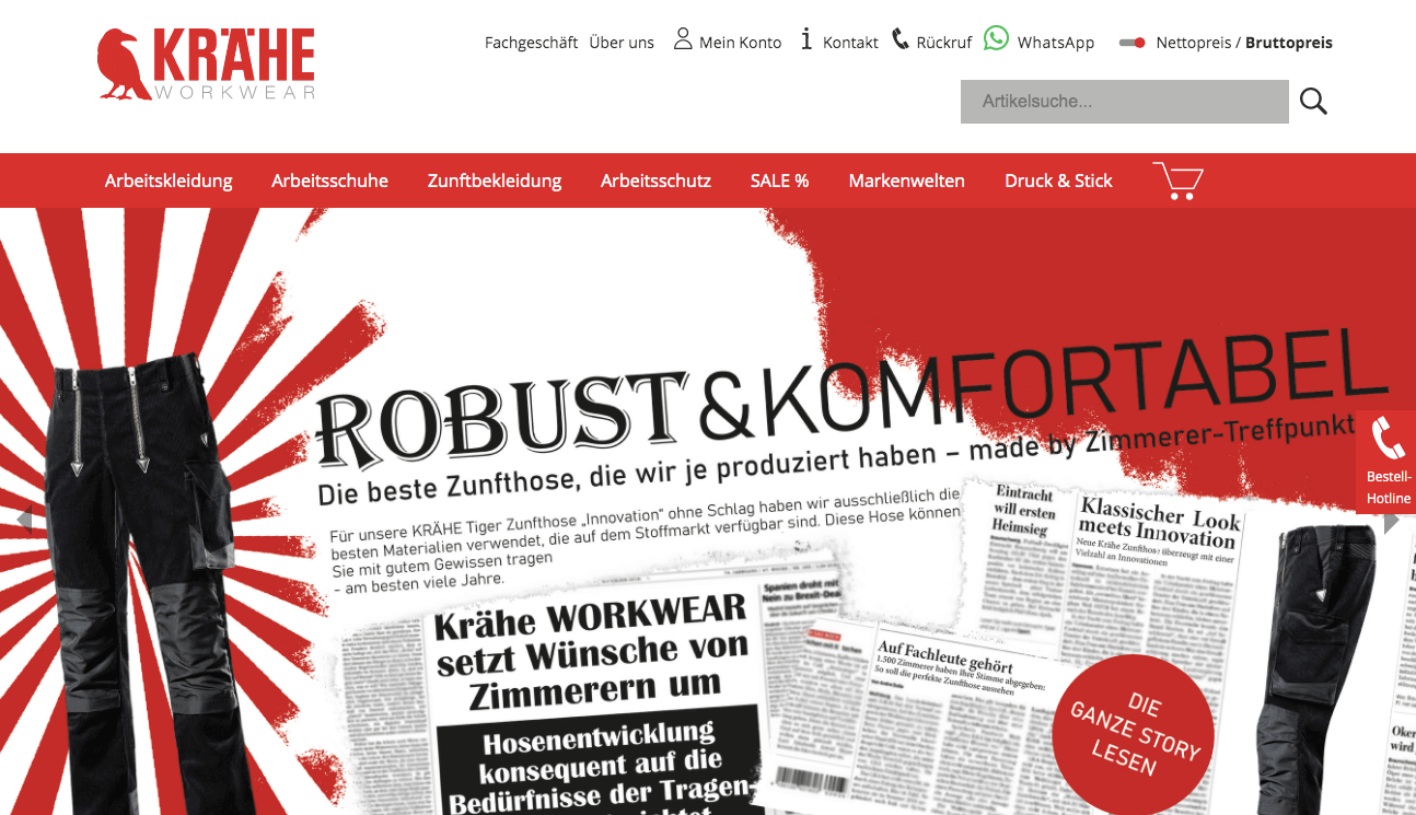 KRÄHE WORKWEAR Screenshot