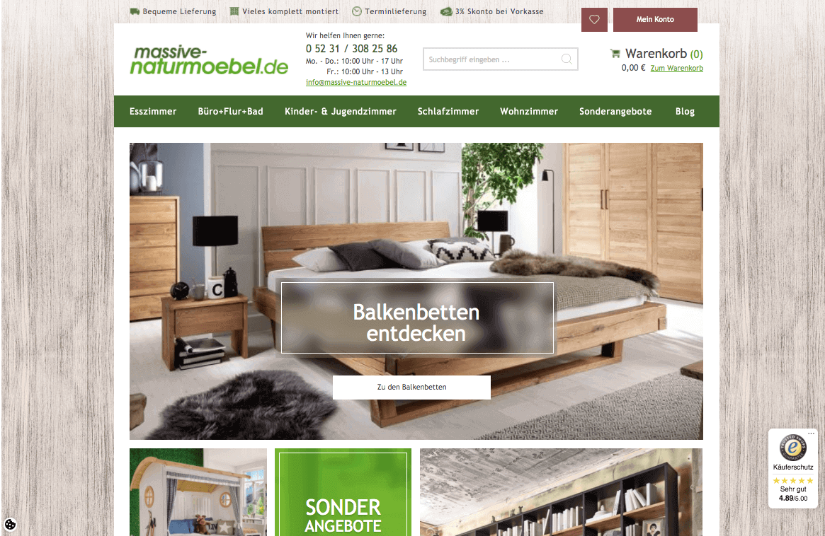 massive-naturmoebel.de Screenshot