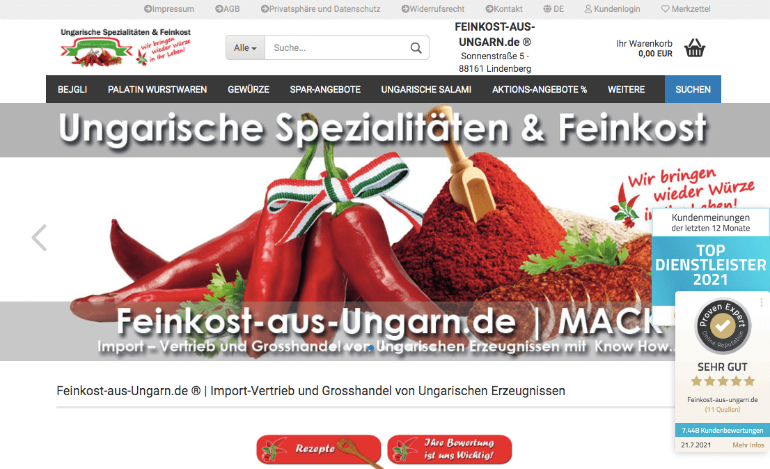 Feinkost-aus-Ungarn.de Screenshot