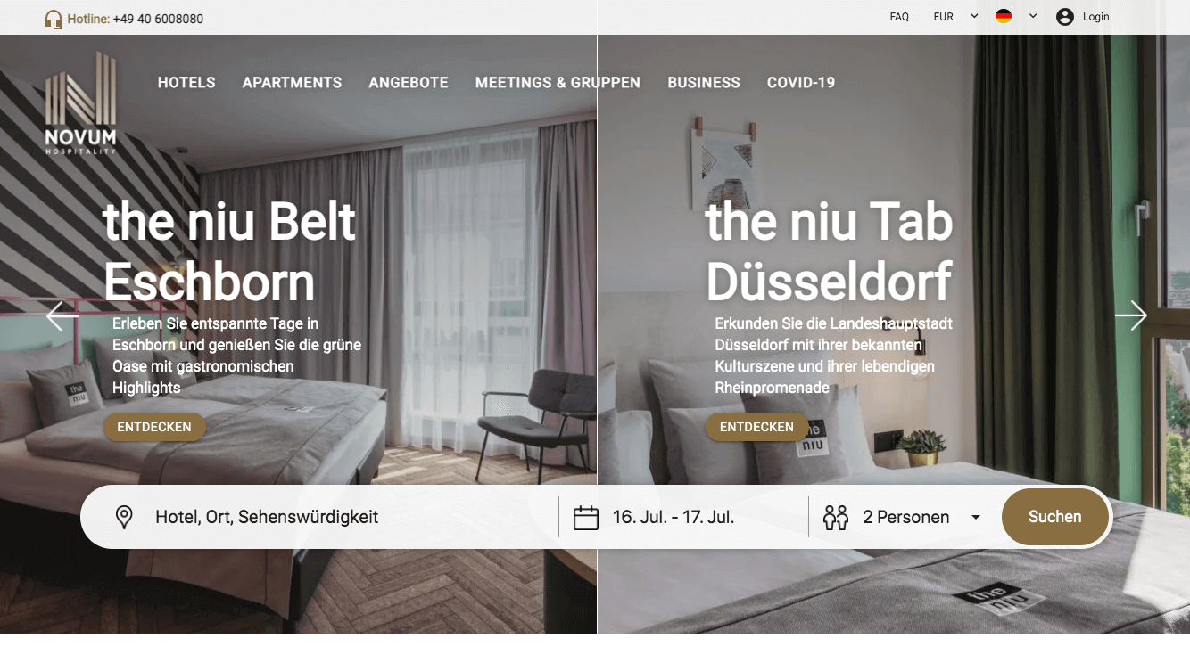 NOVUM Hotels Screenshot