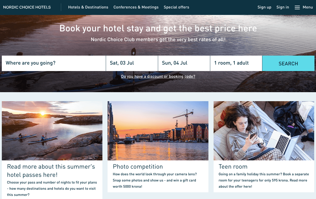 NORDIC CHOICE HOTELS Screenshot