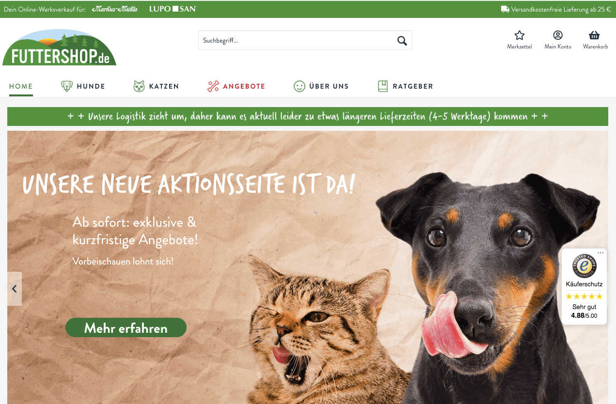 FUTTERSHOP.de Screenshot