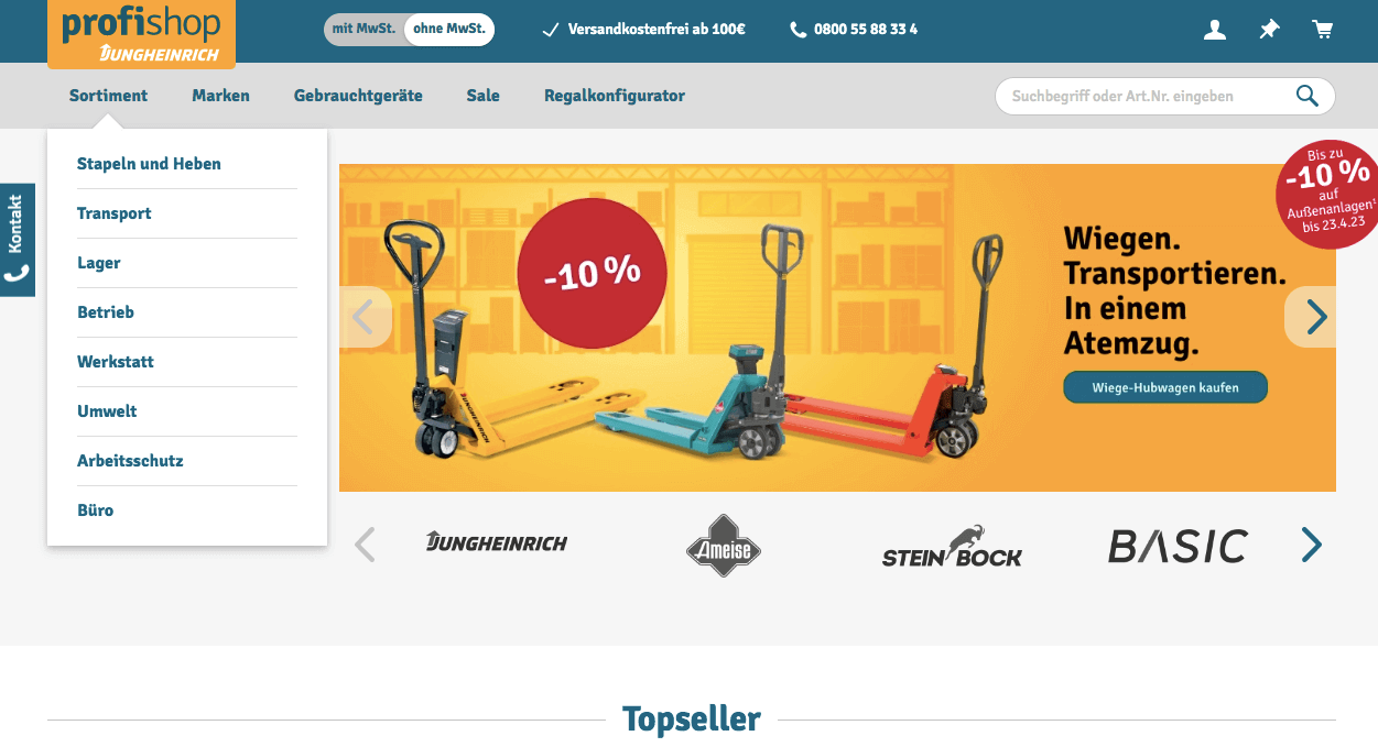 profishop JUNGHEINRICH Screenshot