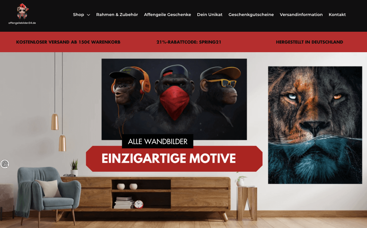 affengeilebilder24.de Screenshot