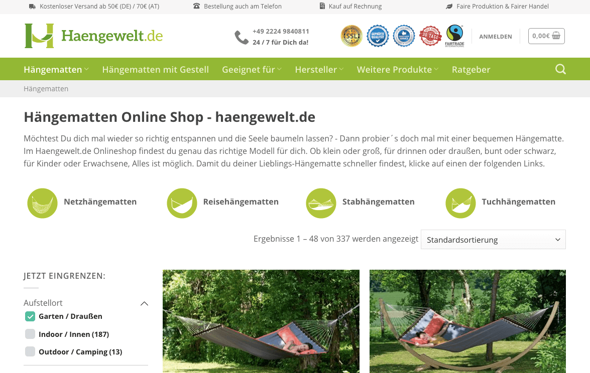 Haengewelt.de Screenshot