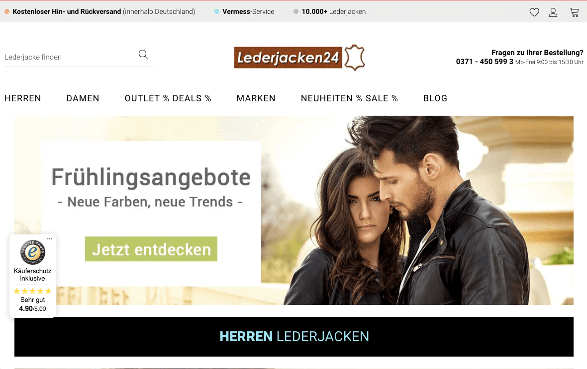 Lederjacken24 Screenshot