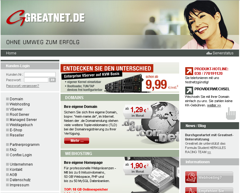 Greatnet.de DSL Screenshot