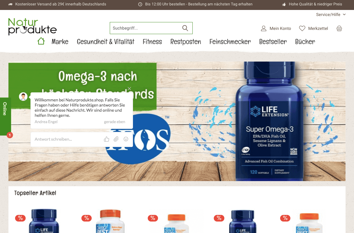 Naturprodukte Screenshot
