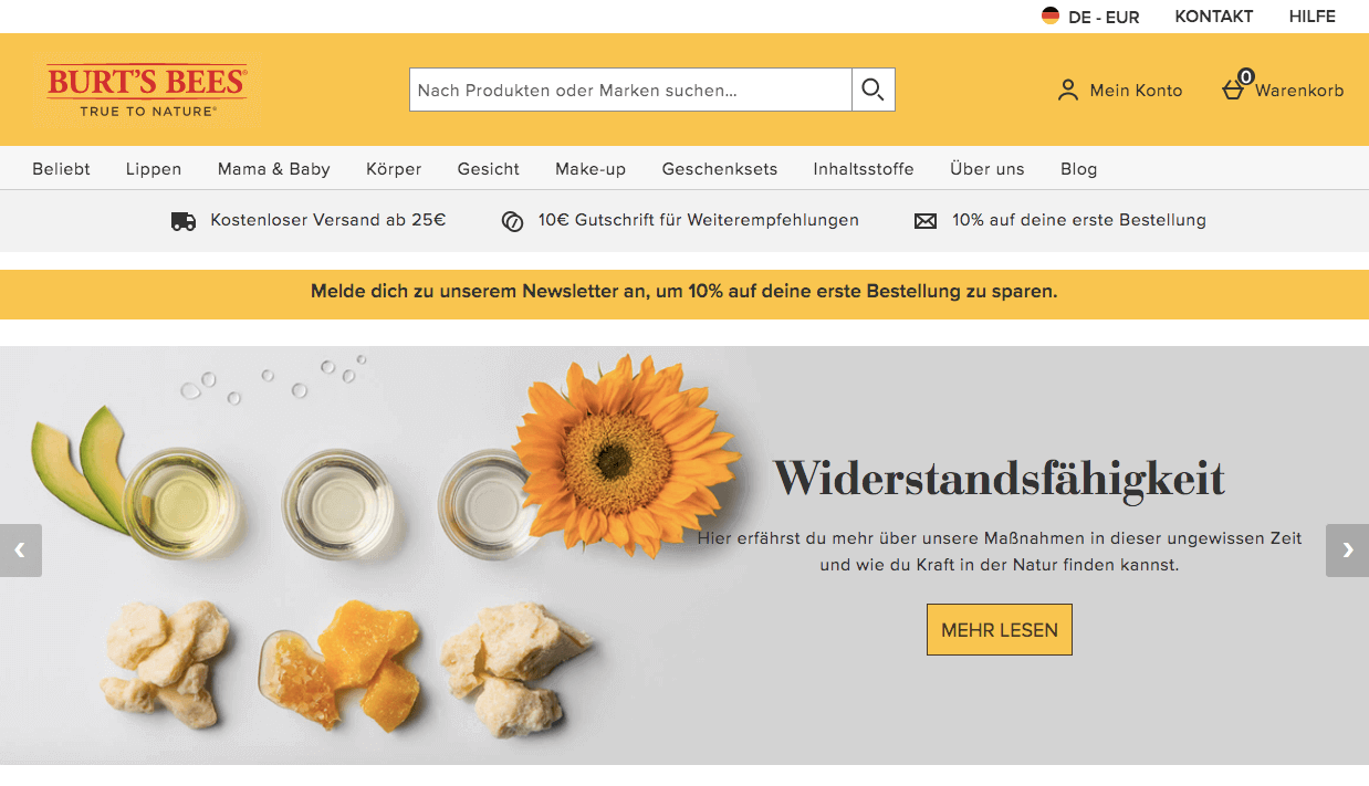 BURTS BEES Screenshot
