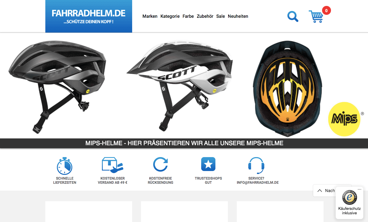 FAHRRADHELM.DE Screenshot