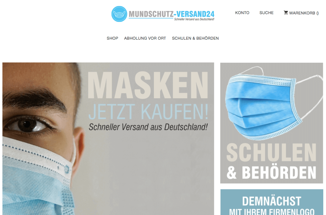 mundschutz-versand24 Screenshot