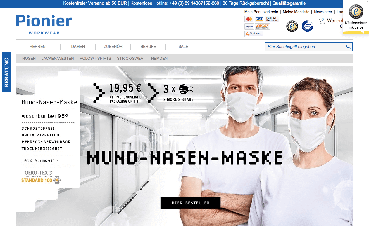 Pionier WORKWEAR Screenshot
