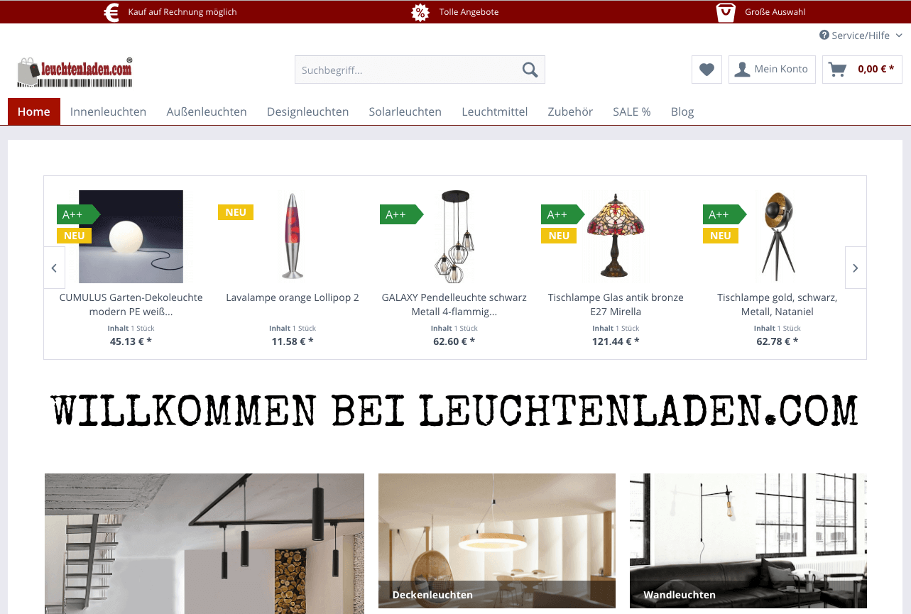 leuchtenladen.com Screenshot