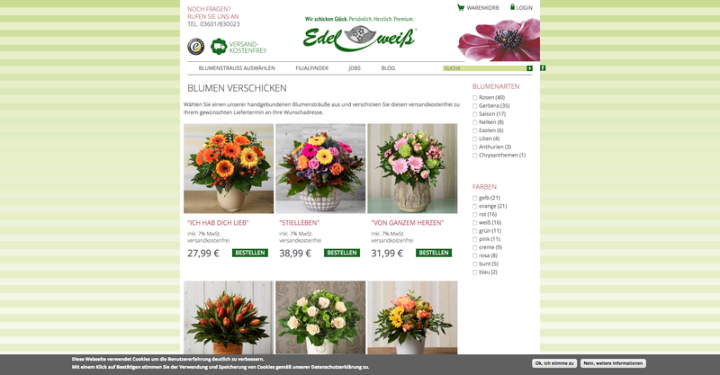 Blumenversand Edelweiss Screenshot