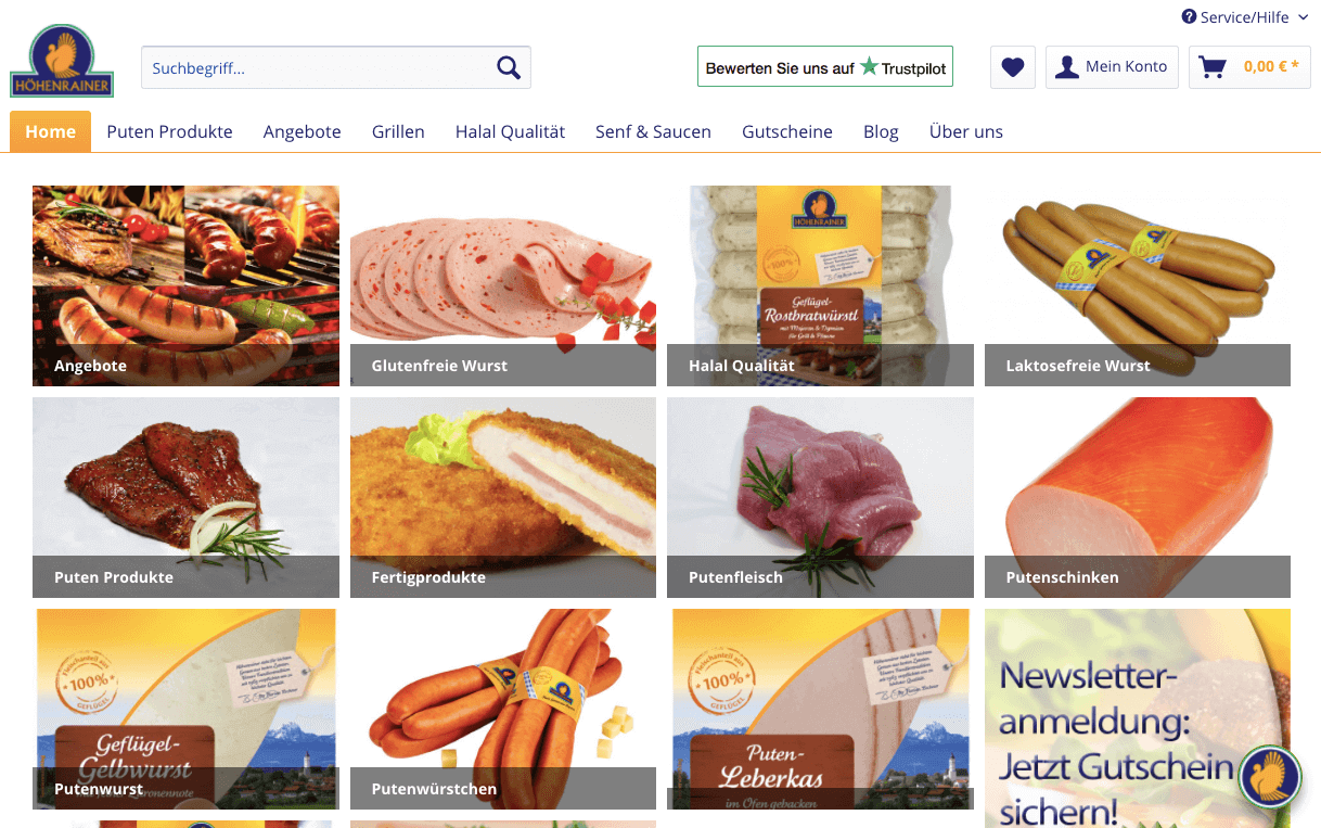 Höhenrainer Puten-Shop Screenshot