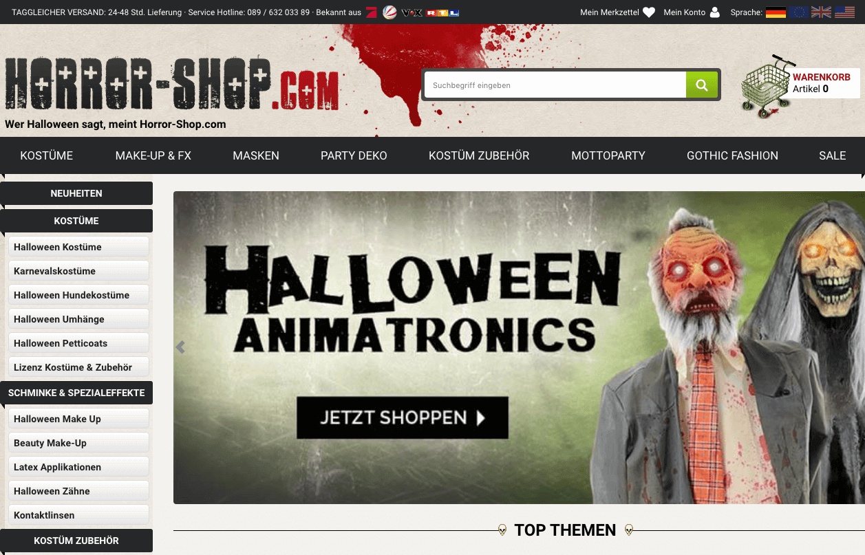 HORROR-SHOP.COM Screenshot