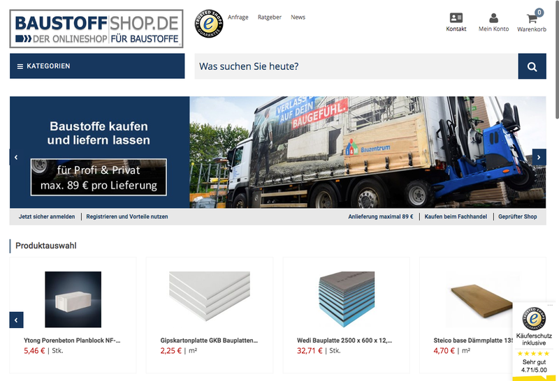 Baustoffshop Screenshot