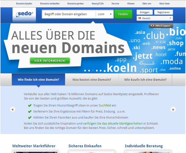 sedo.de Screenshot