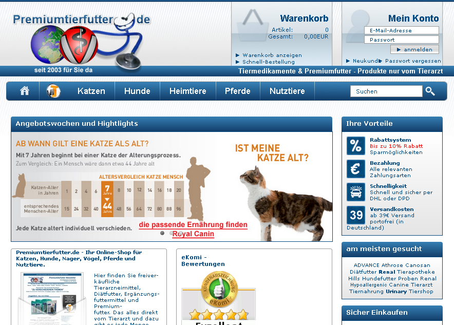 premiumtierfutter.de Screenshot
