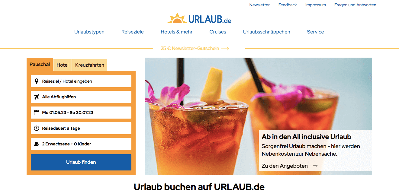 urlaub.de Screenshot