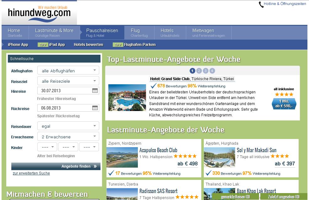 hinundweg.com Screenshot
