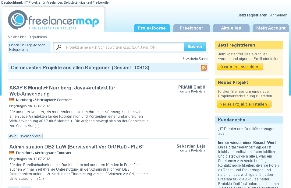 freelancermap.de Screenshot