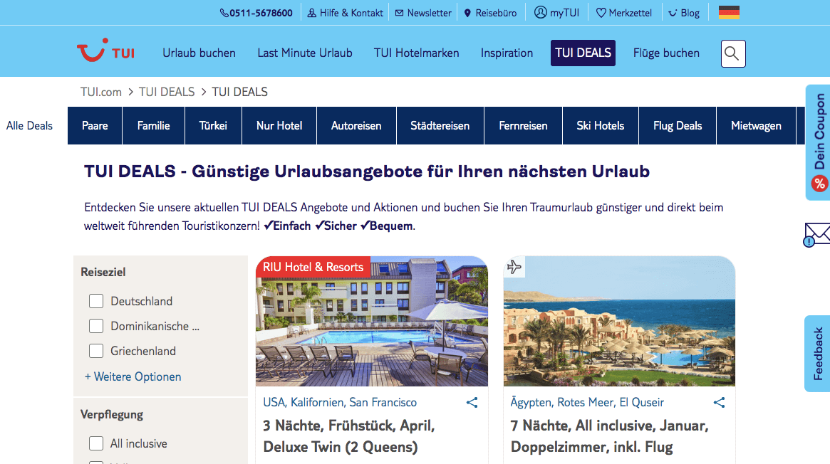 TUI.com Screenshot