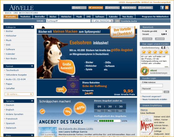 Arvelle Buch-und Medienversand Screenshot