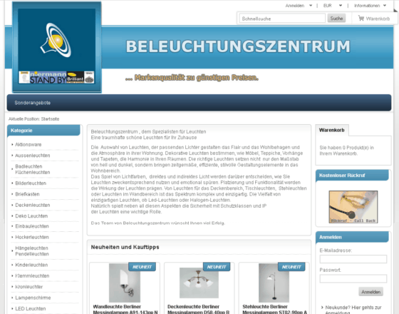 Beleuchtungszentrum Screenshot