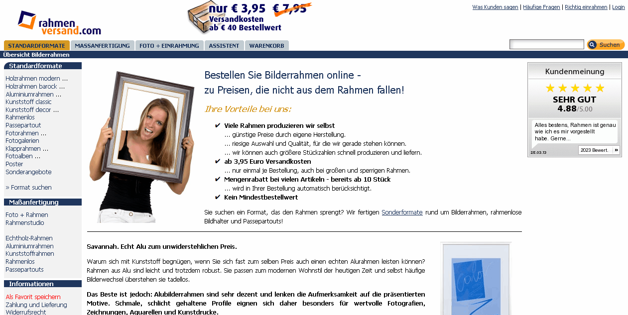 Bilderrahmen Versand Screenshot