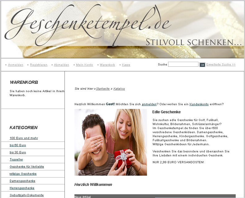 geschenketempel.de Screenshot