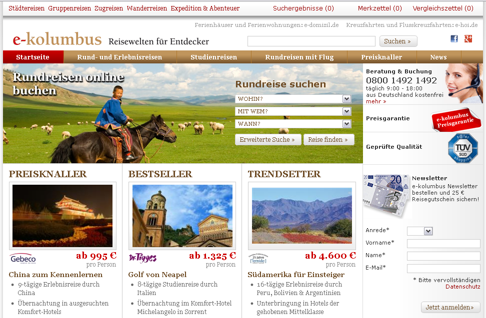 e-kolumbus.de Screenshot