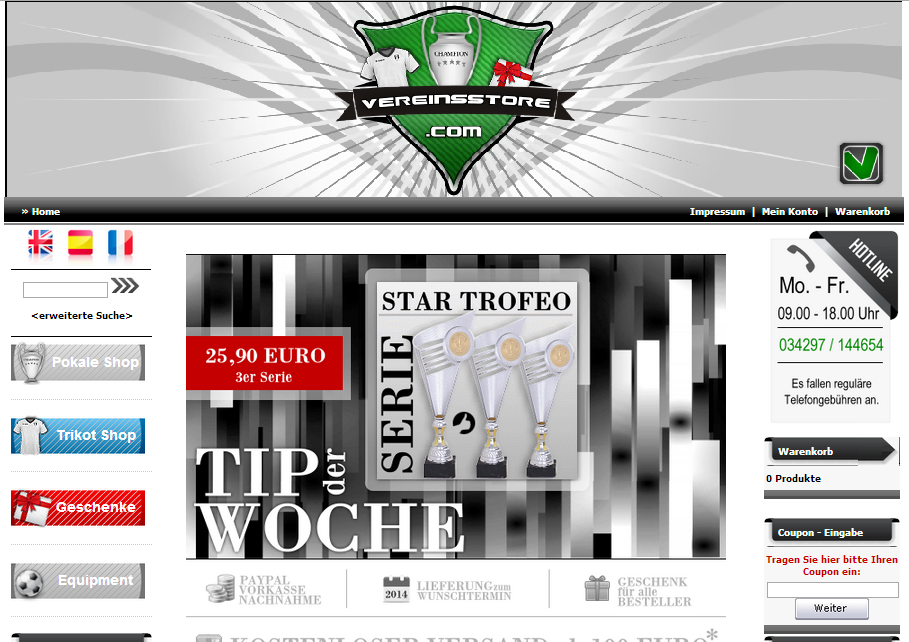 VereinsStore.com Screenshot