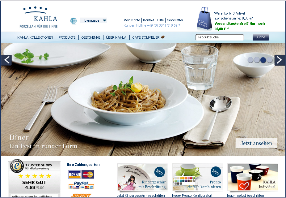 KAHLA Porzellanshop Screenshot