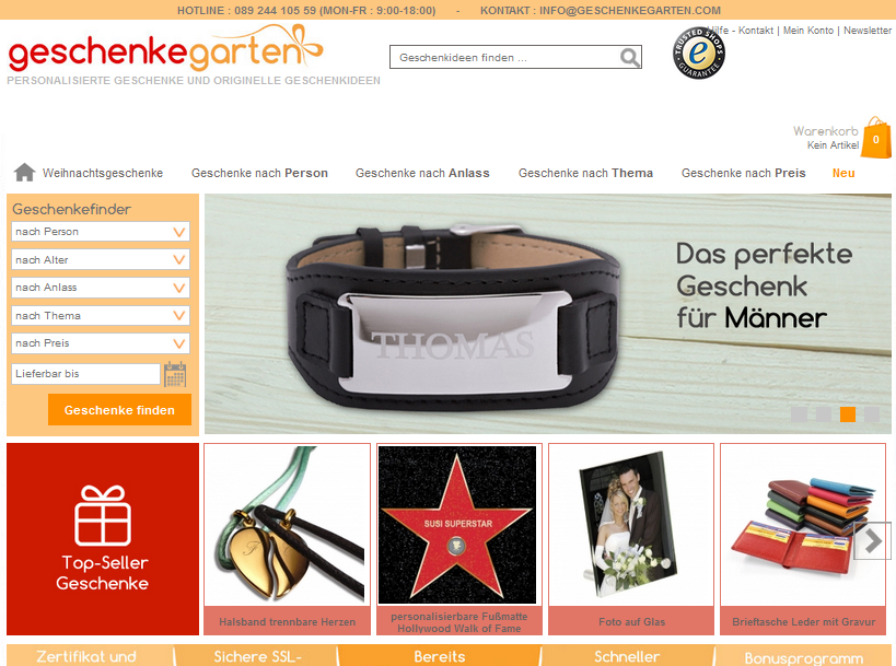 Geschenkegarten.com Screenshot